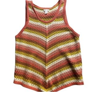 Tribal Jeans Striped Crochet Tank Top